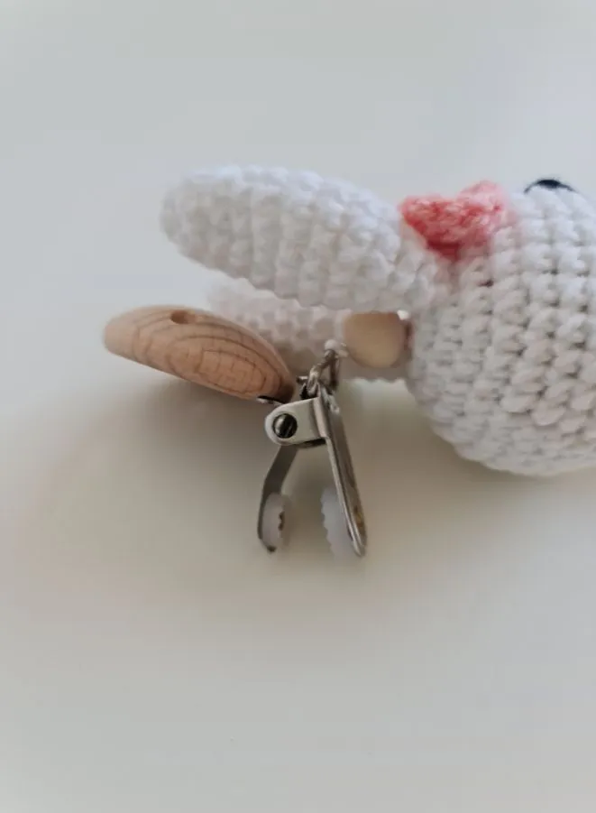 100% Cotton Handmade Crochet Baby Rattle and Pacifier Gift Set