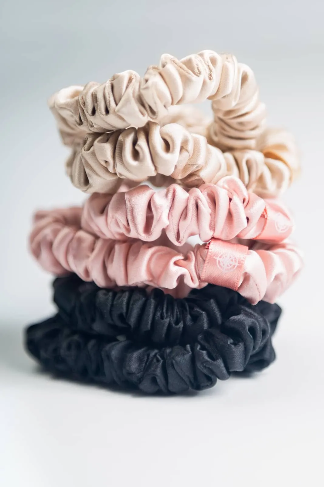 100% Pure Mulberry Silk Hair Scrunchies with Gift Box - Set of 6 Skinny Hair Ties