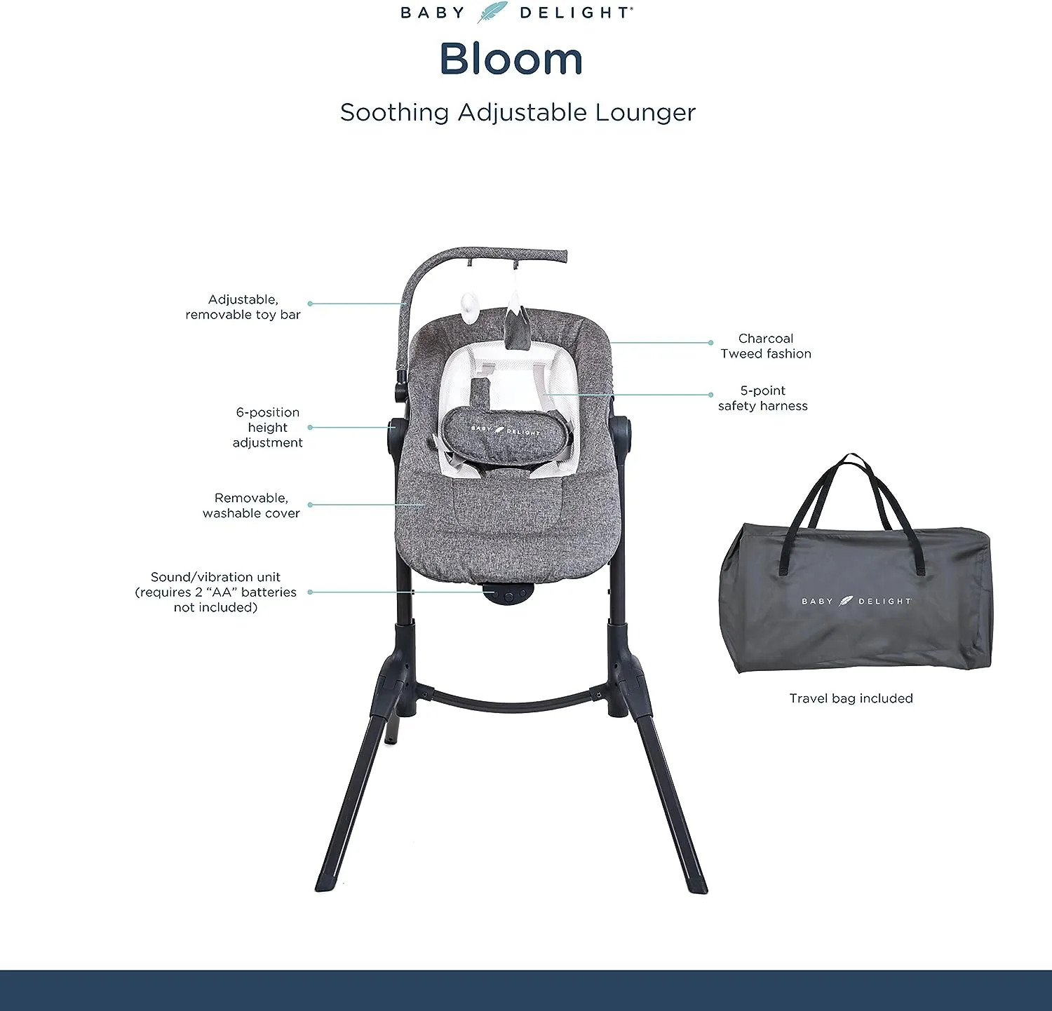 Baby Delight Bloom Soothing Adjustable Lounger