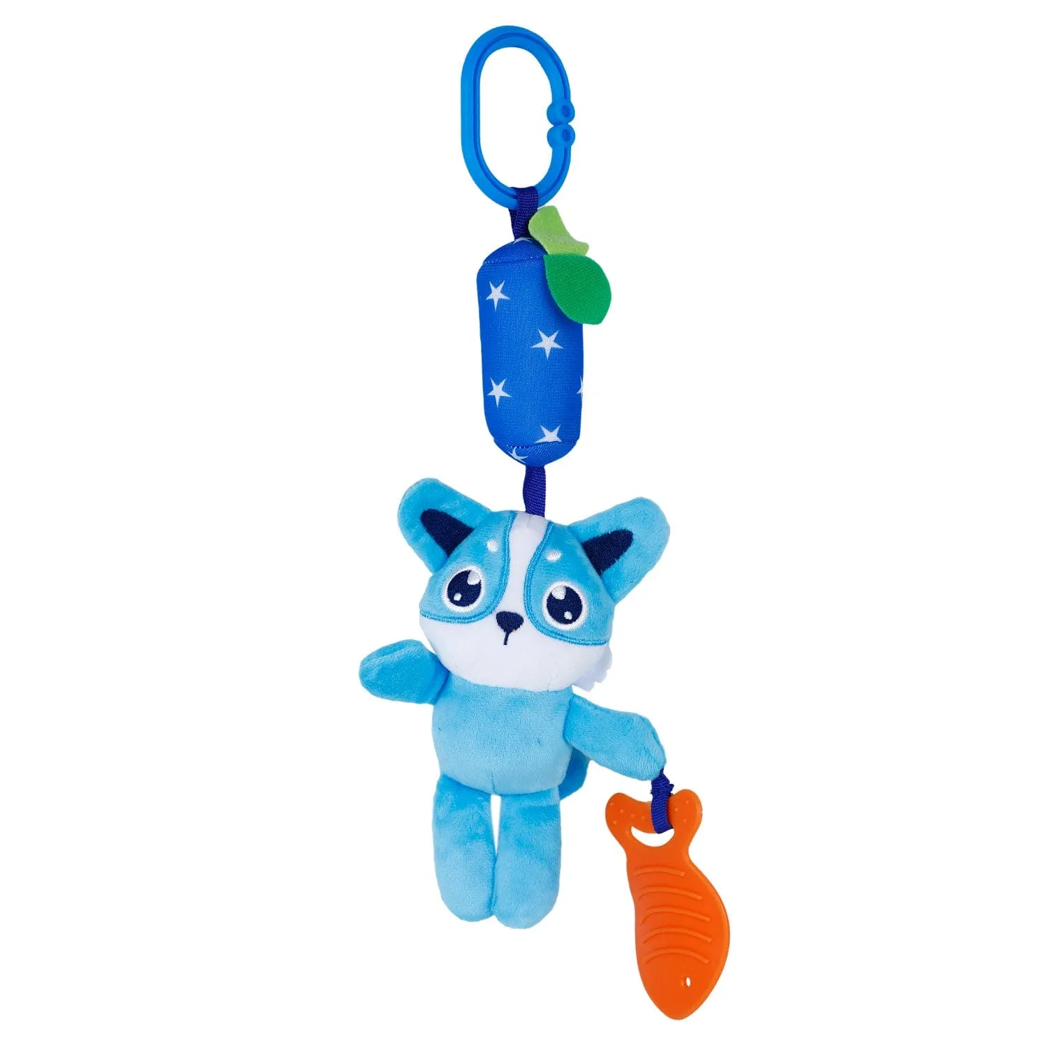 Baby Moo Wolf Sensory Wind Chime Hanging Toy With Teether - Blue