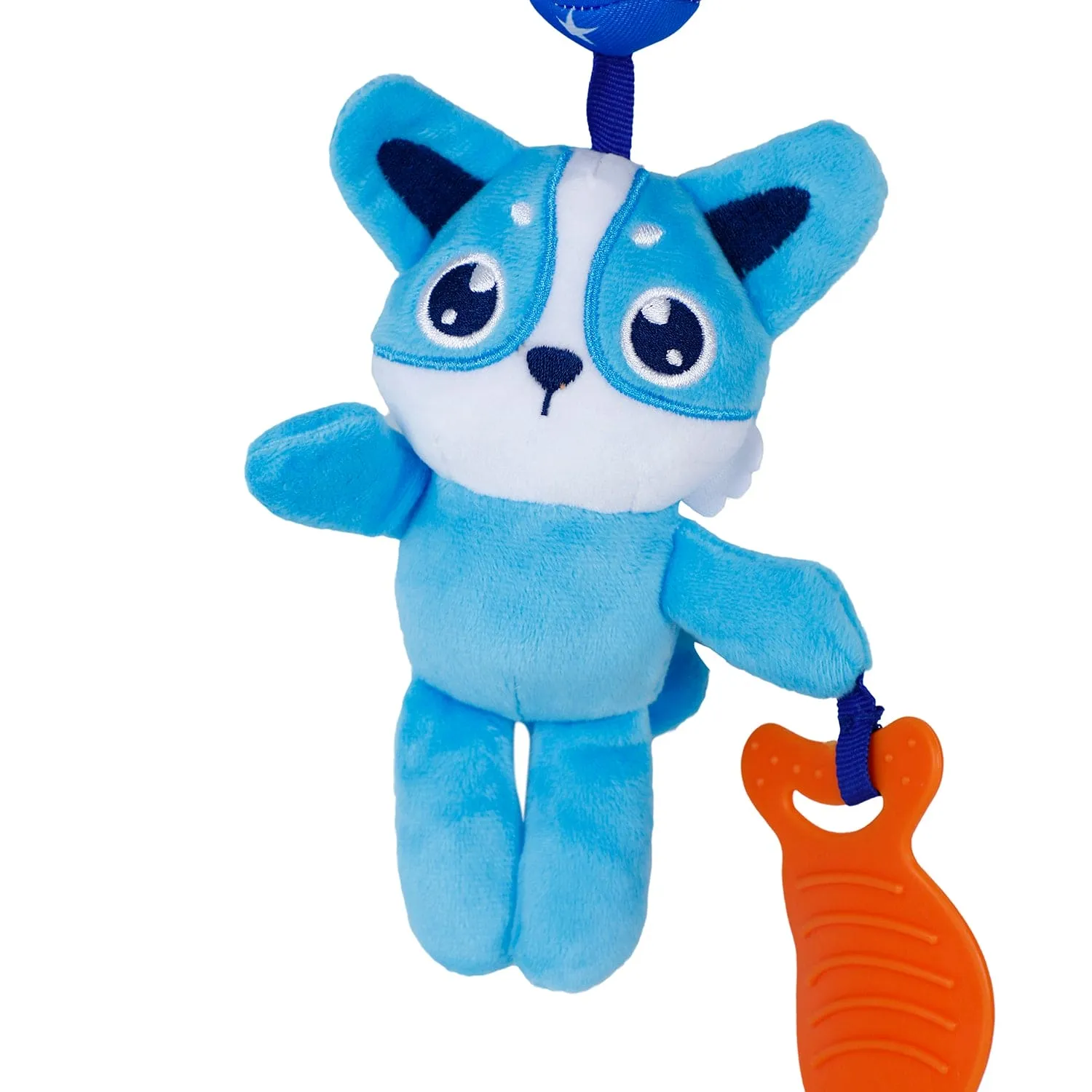 Baby Moo Wolf Sensory Wind Chime Hanging Toy With Teether - Blue