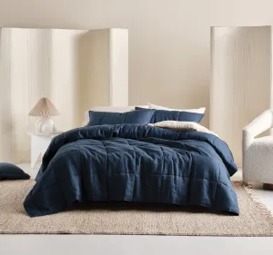 Nimes Linen Coverlet Navy