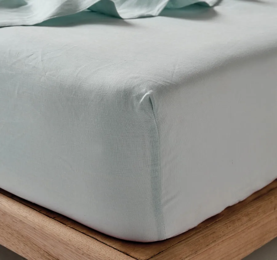 Nimes Linen Mega Fitted Sheet Range Sky