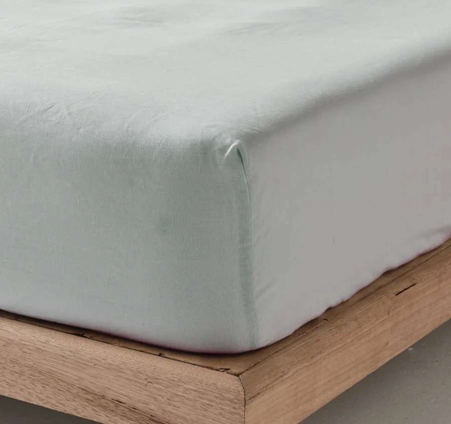 Nimes Linen Mega Fitted Sheet Range Sky