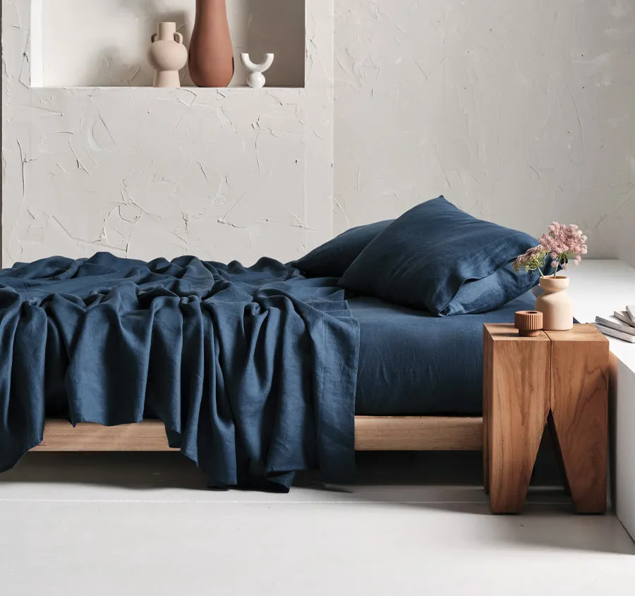 Nimes Linen Mega Sheet Set Range Navy