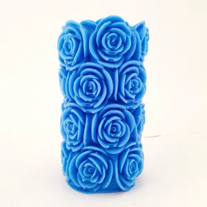 The Decor Affair 1 Pcs Pillar Scented Candle Carved to Perfection, Emitting The Calming and Meditative Blue Rose Fragrance, Enlivening Your Senses with Every Illuminated Moment