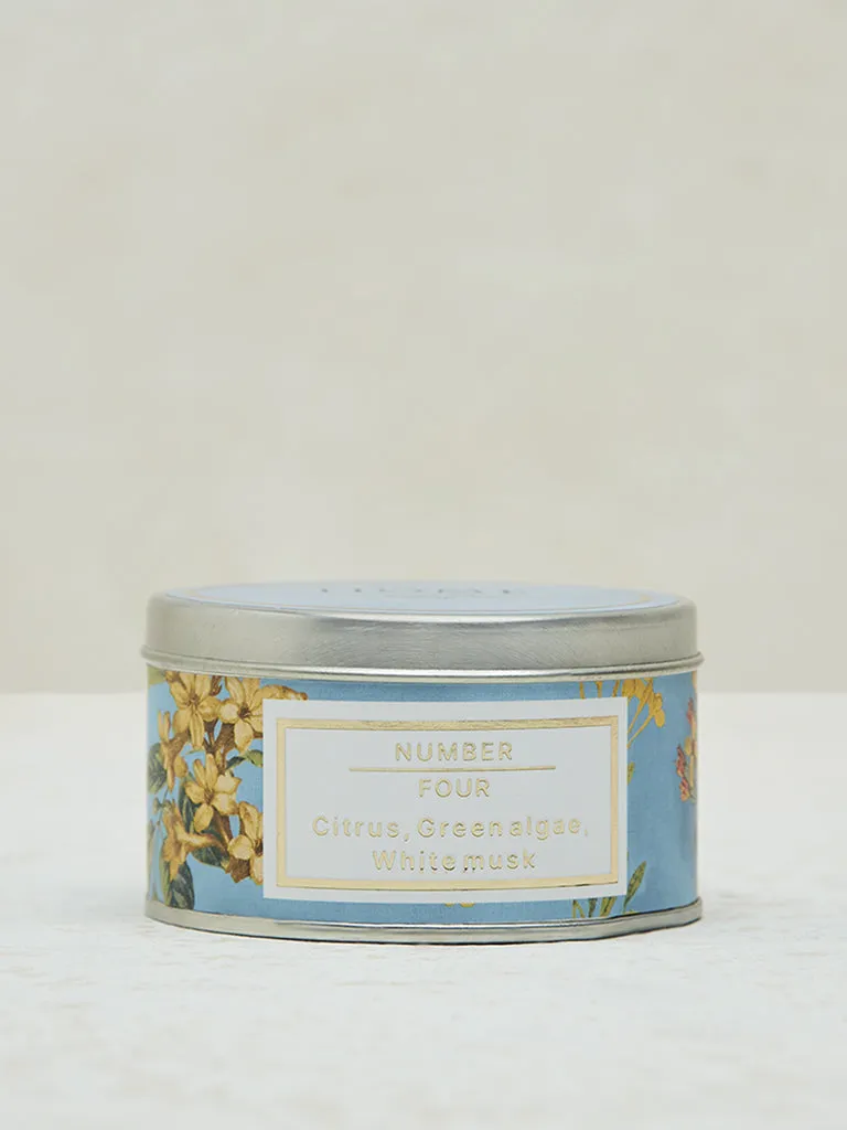 Westside Home Blue Fleur Tin Candle